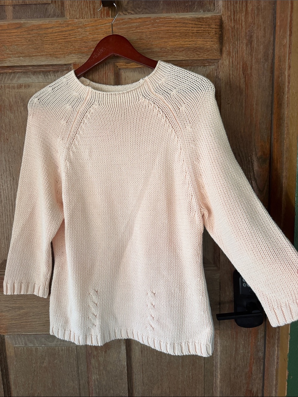Classic Cream/pink Knit Women's Sweater
